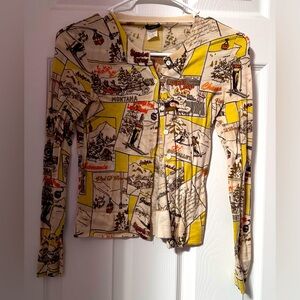 J. Crew Women's Postcard Ski Cardigan~Crew~Button Down~100% Merino Wool Sz XS